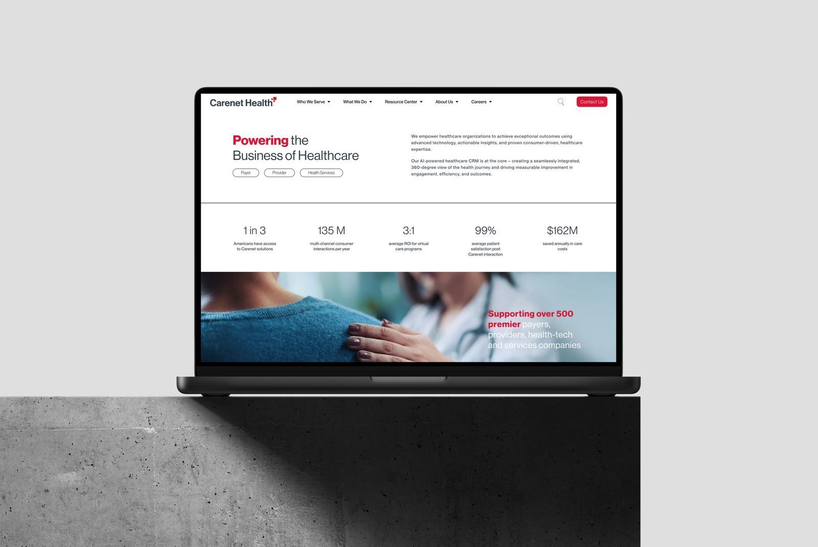 Carenet Health website design mockup
