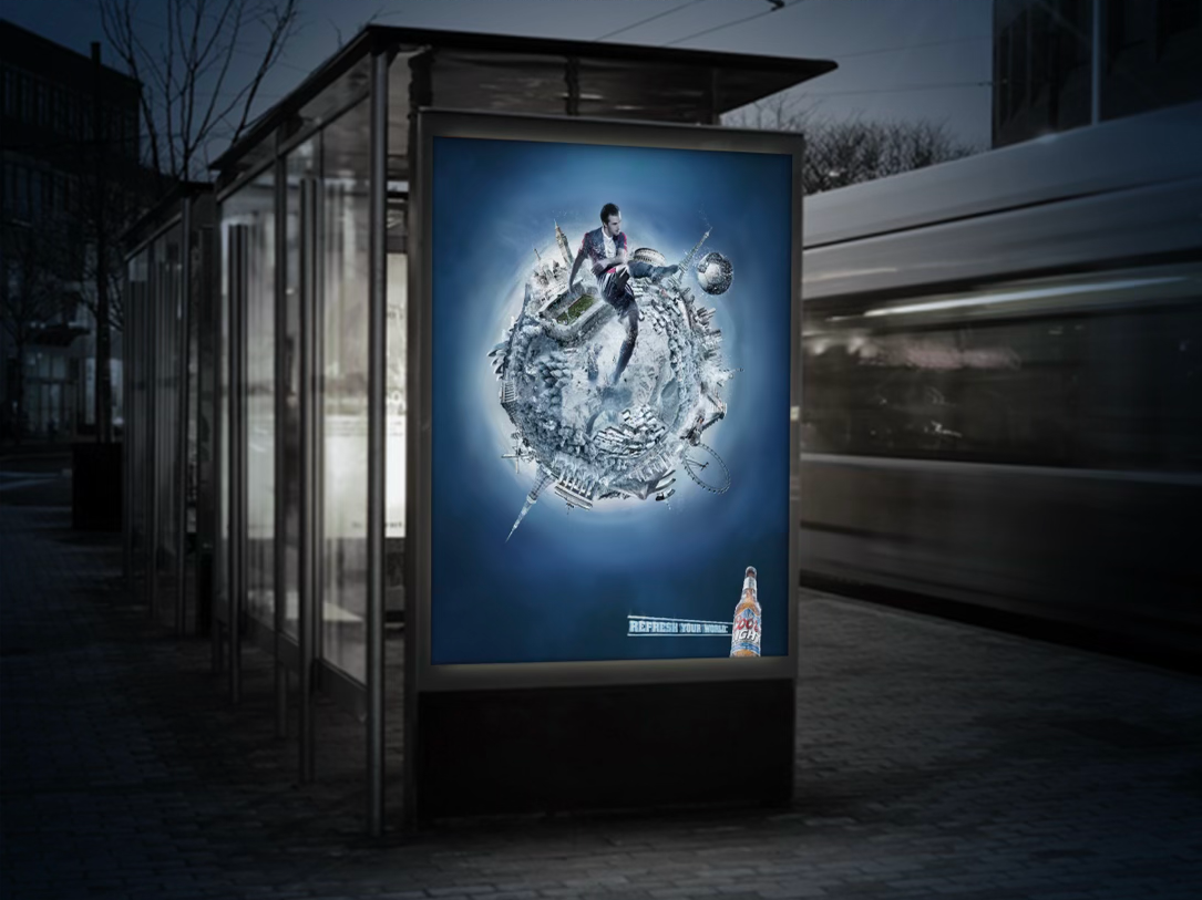 Coors Light Refresh Your World out-of-home bus stop execution